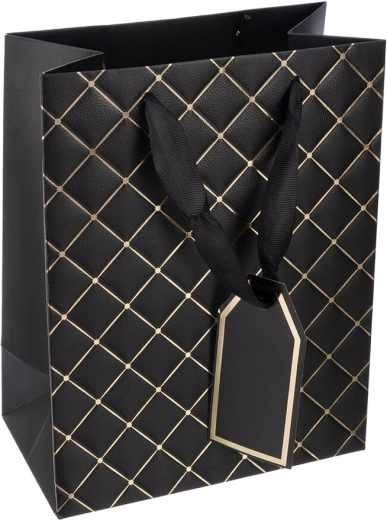 Sac cadeau en papier matelassé noir 18 × 10 × 23 cm