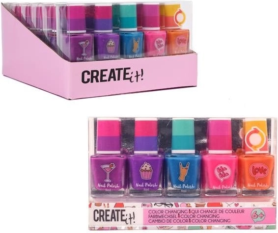 Create it ! vernis à ongles coloré thermochromique – lot de 5 pcs