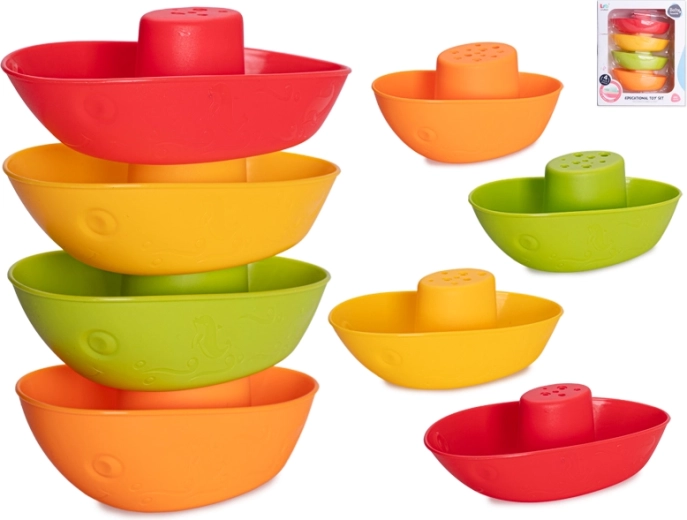 Pyramide de petits bateaux en plastique pour l’eau 14 cm, 4 pcs