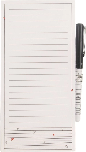Bloc-notes magnétique pour réfrigérateur avec stylo – Cœurs