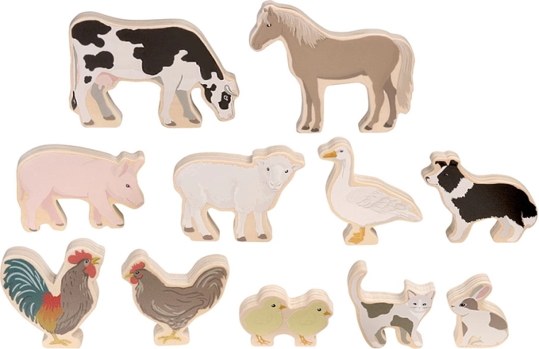 Animaux en bois Micki pour la ferme – lot de 11 figurines