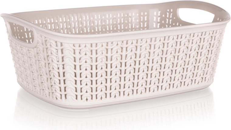 Panier en plastique aspect rotin 3 L, crème 26,5 × 20 × 9,5 cm