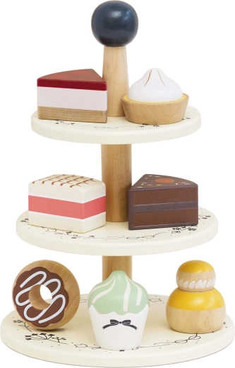 Le Toy Van présentoir en bois à trois niveaux avec desserts