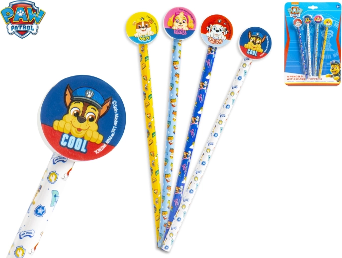 Set de crayons avec gomme PAW PATROL, 4 pcs, HB