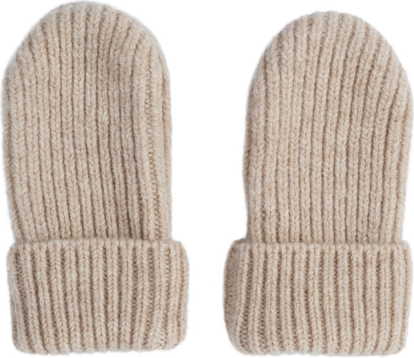 Gants tricotés en mérinos Lodger beiges 1–2 ans