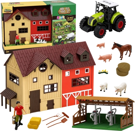 Ensemble ferme avec grange, tracteur et animaux – 44 pièces avec LED