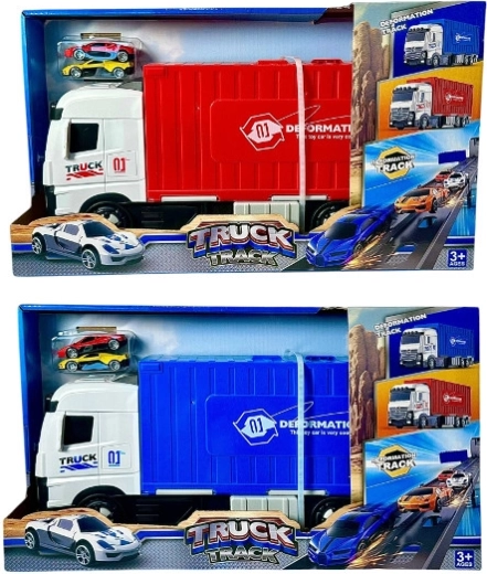 Camion enfant avec piste de course dépliable et mini voitures