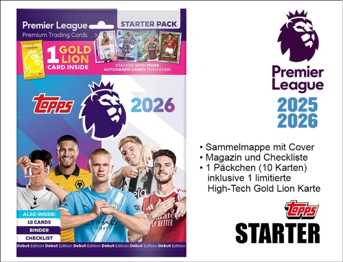 Cartes à collectionner Topps Premier League 2025/2026 – set de démarrage