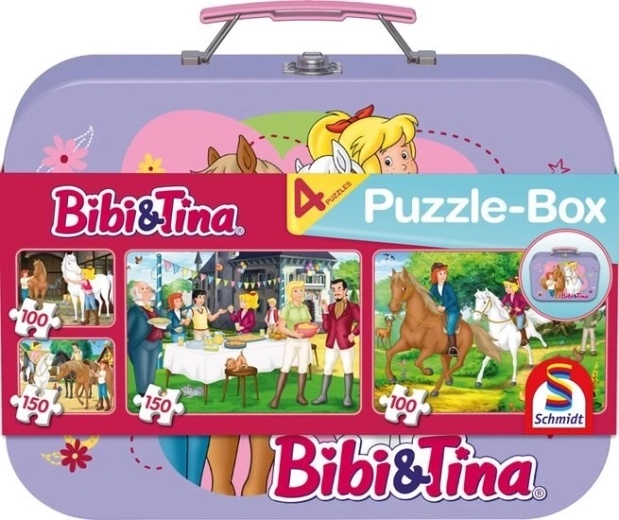 Puzzle bibi et tina 4 en 1 dans une valisette en métal (100 et 150 pièces)