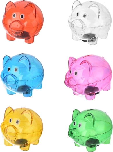 Tirelire cochon en plastique transparent