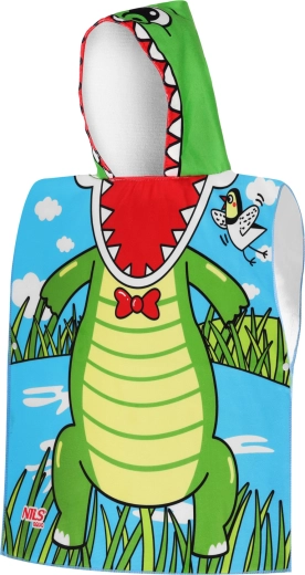 Poncho pour enfant en microfibre avec capuche NILS Aqua Crocodile