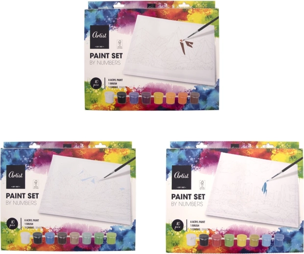 Kit créatif de peinture par numéros – assortiment de motifs (10 pièces)