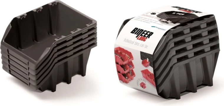 Ensemble de boîtes de rangement Bineer Long, 5 pcs, 198×118×155 mm, noir