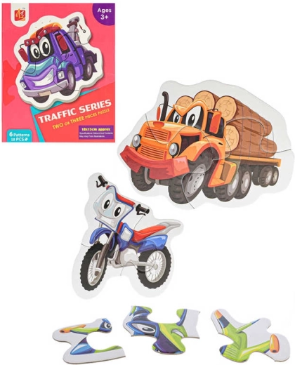 Puzzle 6 en 1 véhicules – grandes pièces 18 pièces