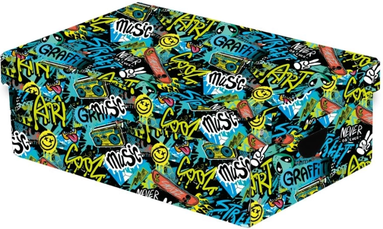 Grande boîte de rangement laminée Funny Boy avec couvercle