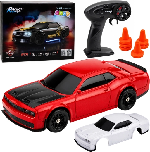 Voiture sportive RC de drift 4WD 1:43 avec gyroscope ESP, rouge