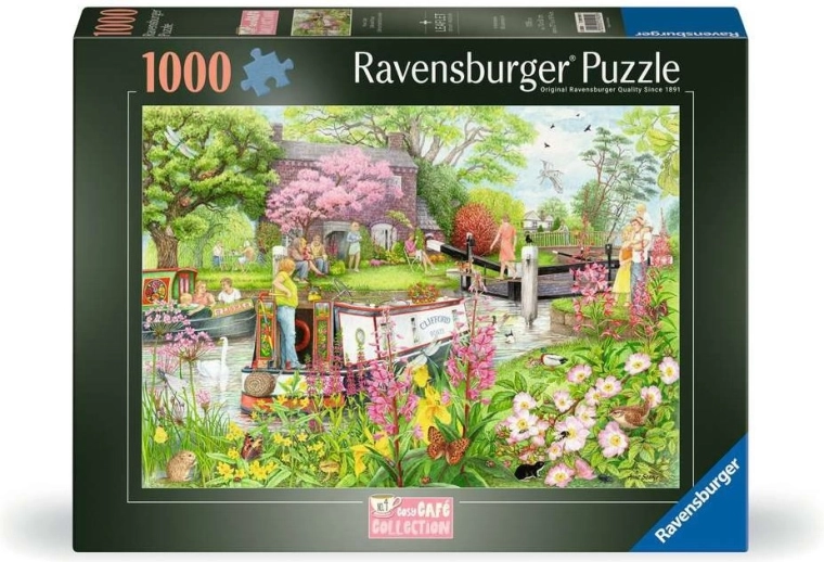 Puzzle Ravensburger Cosy Café Collection n° 4 : Café au bord de la rivière – 1000 pièces