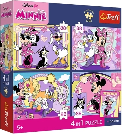 Puzzle Trefl Disney Minnie Mouse 4 en 1 (4×88 pièces) Moments magiques + affiche de collection