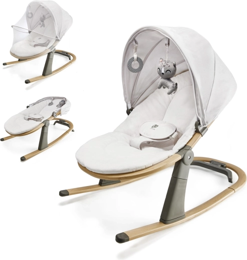 Kinderkraft transat et balancelle Elsu Grey jusqu’à 9 kg avec canopy et jouets