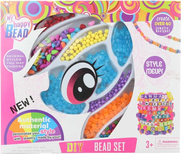 Kit créatif de perles à enfiler avec motif poney pour fabriquer des bracelets et des colliers