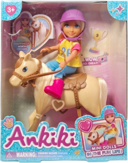 Poupée avec petit cheval et équipement d’équitation