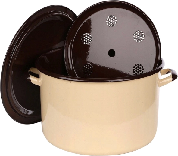 Marmite émaillée de stérilisation Silesia Rybnik 13,6 l avec couvercle et grille de pasteurisation