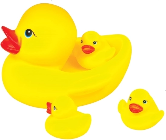 Famille de canards en caoutchouc pour le bain