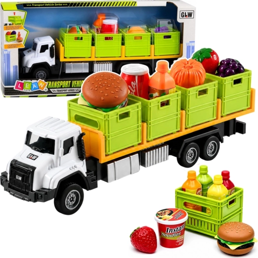 Camion de transport avec remorque et aliments 1:55 vert