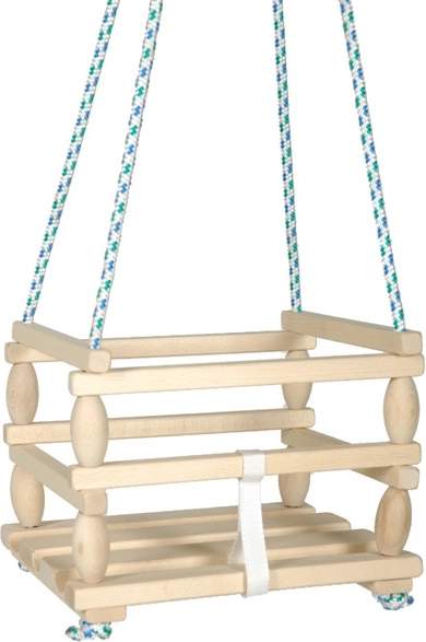 Balançoire pour enfants en bois avec barrière de sécurité