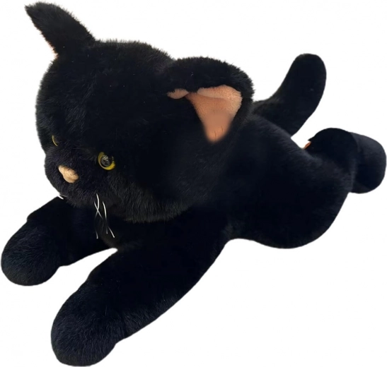 Chat en peluche allongé 45 cm noir