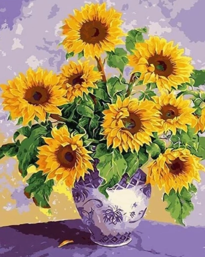 Peinture diamant Tournesols dans un vase 30 × 40 cm