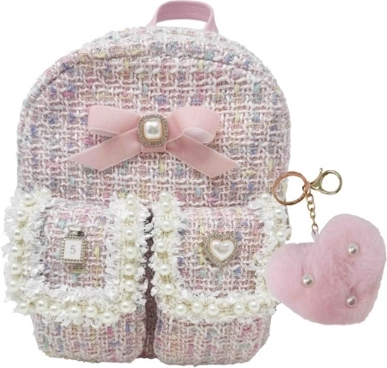 Hot Focus petit sac à dos enfant pastel avec pompon décoratif rose