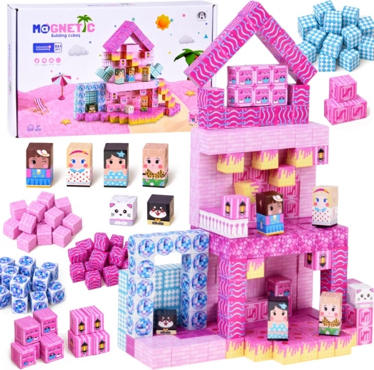 Cubes magnétiques maison – briques de construction et pixels, 261 pièces