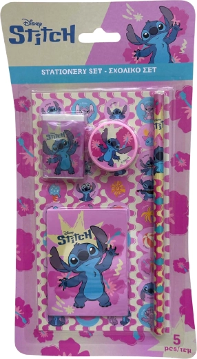 Set d’écriture Lilo & Stitch rose en cinq pièces