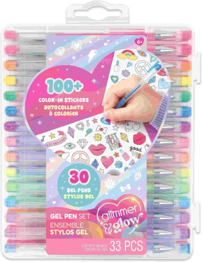 Lot de 30 stylos gel avec autocollants