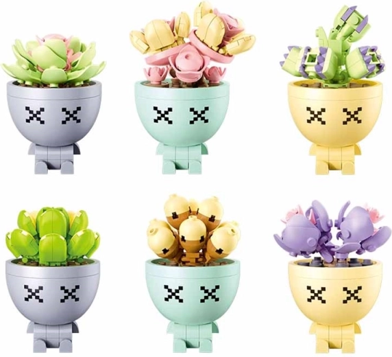Sluban Flowers succulentes en pots – jeu de construction, ensemble de 6 pièces (520 éléments)