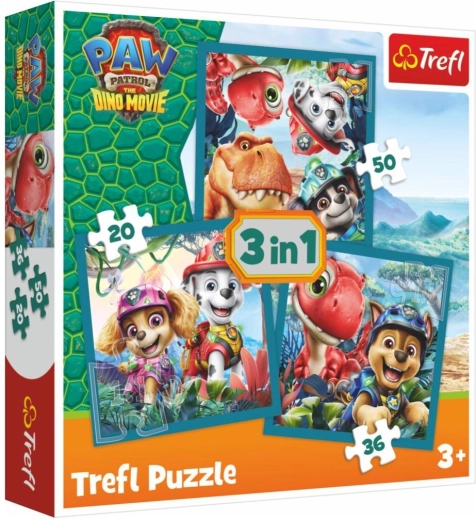 Puzzle 3 en 1 Pat’ Patrouille (Paw Patrol) Dino Movie – Île des dinosaures