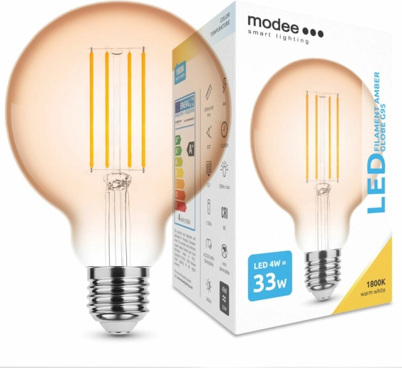 Ampoule LED à filament Modee ambre globe G95 4 W E27 1800 K
