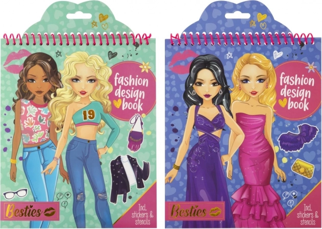 Livre de mode créative Besties avec autocollants et pochoirs
