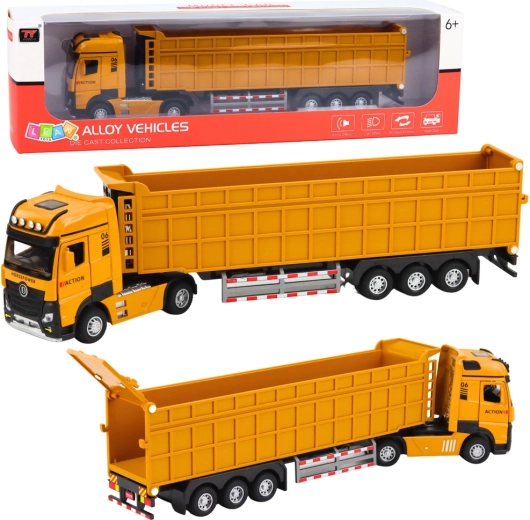 Ensemble de camion-benne articulé métallique jaune avec lumières et sons