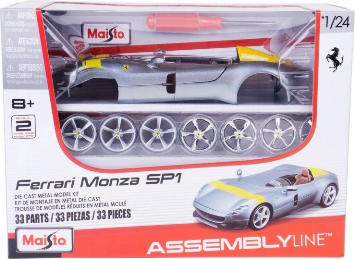 Maisto Ferrari Monza SP1 argentée, kit de voiture à monter 1:24