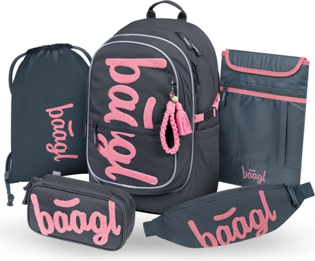 BAAGL set Core Logo rose – sac à dos, trousse, sac, banane et housse pour ordinateur portable (GRS)