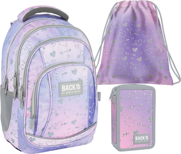 Set scolaire BackUP Twinkle 3 en 1 : sac à dos, trousse équipée et sac