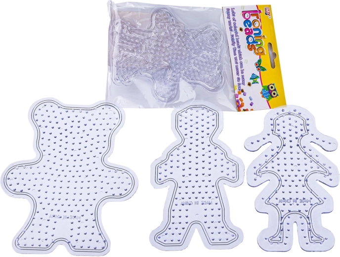 Gabarits/plaques pour perles à repasser – 3 modèles (ourson et 2 personnages)