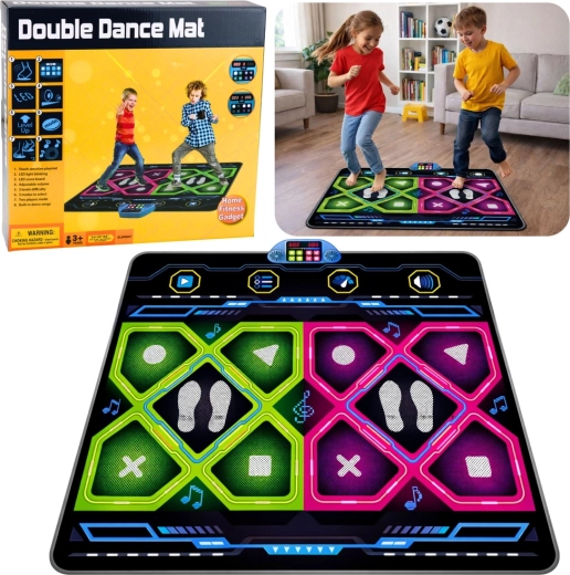 Tapis de danse électronique double avec LED, 105 × 90 cm