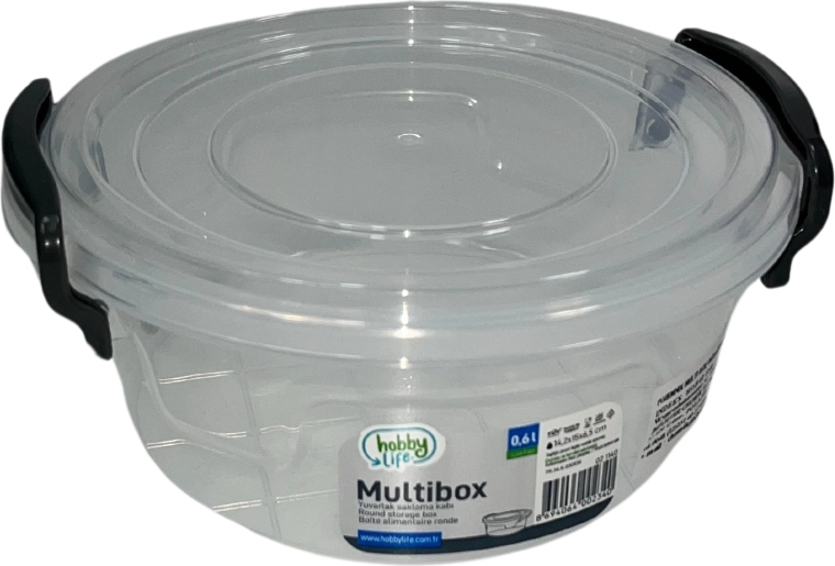 Boîte ronde en plastique pour aliments 600 ml avec couvercle