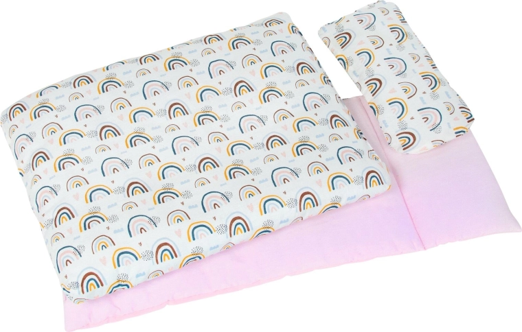 Ensemble de linge de lit pour poupées avec motif arc-en-ciel - 1 pièce