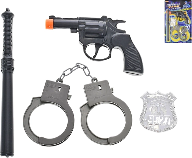 Jouet de police – set avec pistolet à amorces et accessoires, 4 pcs