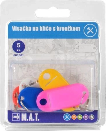 Étiquettes pour clés avec anneau, assortiment de couleurs (5 pcs)