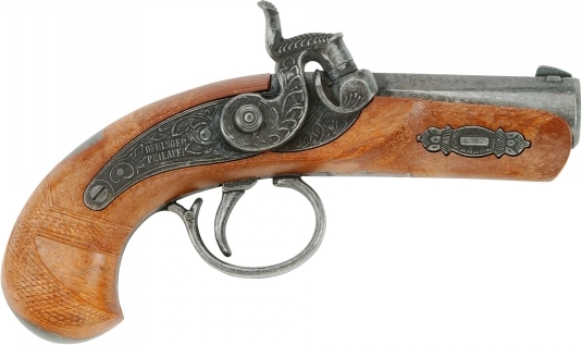 Pistolet à amorces Schrödel J.G. Philadelphia 13 cm argenté-marron - 1 pièce
